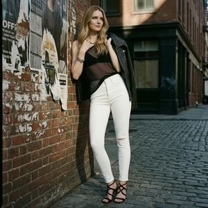 Express White High Rise Skinny Distressed Jeans - Size 10R - NWT